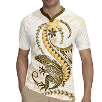 Gold Maori Tuatara Rugby Jersey Luxury Pastel Pattern