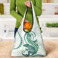 Green Maori Tuatara Grocery Bag Luxury Pastel Pattern