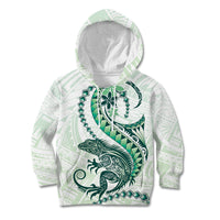 Green Maori Tuatara Kid Hoodie Luxury Pastel Pattern