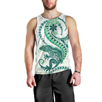 Green Maori Tuatara Men Tank Top Luxury Pastel Pattern
