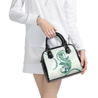 Green Maori Tuatara Shoulder Handbag Luxury Pastel Pattern
