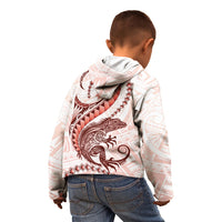 Red Maori Tuatara Kid Hoodie Luxury Pastel Pattern