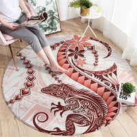 Red Maori Tuatara Round Carpet Luxury Pastel Pattern LT01 - Polynesian Pride