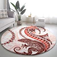Red Maori Tuatara Round Carpet Luxury Pastel Pattern LT01 - Polynesian Pride