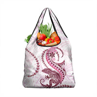 Pink Maori Tuatara Grocery Bag Luxury Pastel Pattern