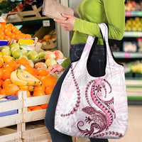 Pink Maori Tuatara Grocery Bag Luxury Pastel Pattern