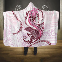 Pink Maori Tuatara Hooded Blanket Luxury Pastel Pattern LT01 One Size Pink - Polynesian Pride