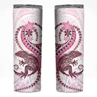 Pink Maori Tuatara Skinny Tumbler Luxury Pastel Pattern