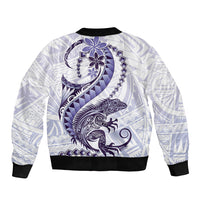 Purple Maori Tuatara Bomber Jacket Luxury Pastel Pattern