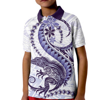 Purple Maori Tuatara Kid Polo Shirt Luxury Pastel Pattern