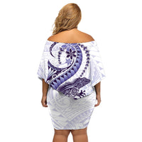 Purple Maori Tuatara Off Shoulder Short Dress Luxury Pastel Pattern