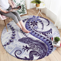 Purple Maori Tuatara Round Carpet Luxury Pastel Pattern LT01 - Polynesian Pride