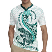 Teal Maori Tuatara Rugby Jersey Luxury Pastel Pattern