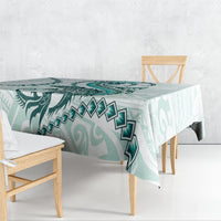 Teal Maori Tuatara Tablecloth Luxury Pastel Pattern