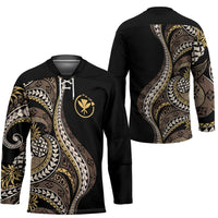 Hawaii Pineapple Brown Tribal Pattern Hockey Jersey LT01 - Polynesian Pride