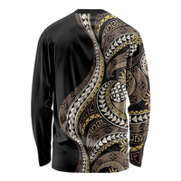 Hawaii Pineapple Brown Tribal Pattern Long Sleeve Shirt LT01 - Polynesian Pride