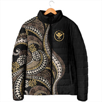 Hawaii Pineapple Brown Tribal Pattern Padded Jacket LT01 - Polynesian Pride