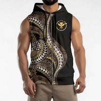 Hawaii Pineapple Brown Tribal Pattern Sleeveless Zip Hoodie - Polynesian Pride