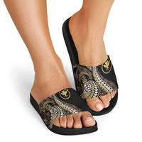 Hawaii Pineapple Brown Tribal Pattern Slide Sandals - Polynesian Pride