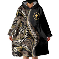 Hawaii Pineapple Brown Tribal Pattern Wearable Blanket Hoodie LT01 - Polynesian Pride