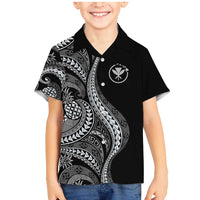 Hawaii Pineapple Gray Scale Tribal Pattern Family Matching Mermaid Dress and Hawaiian Shirt - Polynesian Pride