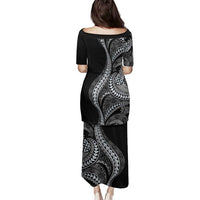 Hawaii Pineapple Gray Scale Tribal Pattern Family Matching Puletasi and Hawaiian Shirt - Polynesian Pride