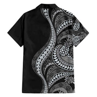 Hawaii Pineapple Gray Scale Tribal Pattern Hawaiian Shirt - Polynesian Pride