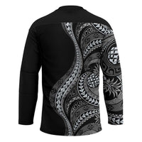 Hawaii Pineapple Gray Scale Tribal Pattern Hockey Jersey - Polynesian Pride
