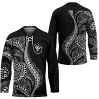 Hawaii Pineapple Gray Scale Tribal Pattern Hockey Jersey - Polynesian Pride
