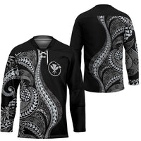 Hawaii Pineapple Gray Scale Tribal Pattern Hockey Jersey LT01 - Polynesian Pride