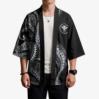 Hawaii Pineapple Gray Scale Tribal Pattern Kimono - Polynesian Pride