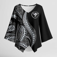 Hawaii Pineapple Gray Scale Tribal Pattern Kimono Sleeve Blouse - Polynesian Pride