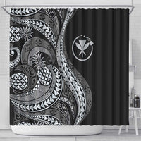 Hawaii Pineapple Gray Scale Tribal Pattern Shower Curtain - Polynesian Pride