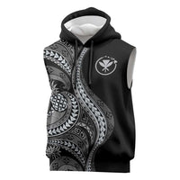 Hawaii Pineapple Gray Scale Tribal Pattern Sleeveless Hoodie LT01 Black - Polynesian Pride
