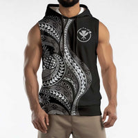 Hawaii Pineapple Gray Scale Tribal Pattern Sleeveless Hoodie LT01 - Polynesian Pride