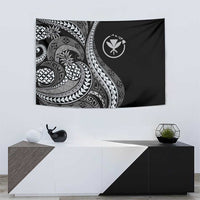 Hawaii Pineapple Gray Scale Tribal Pattern Tapestry - Polynesian Pride
