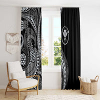 Hawaii Pineapple Gray Scale Tribal Pattern Window Curtain - Polynesian Pride