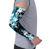 Custom Fijian Rugby Arm Sleeves Grunge Palm Stylized