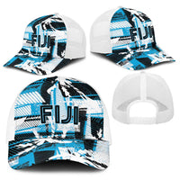 Fijian Rugby Baseball Net Cap Grunge Palm Stylized