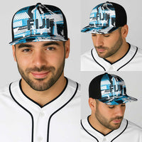 Fijian Rugby Baseball Net Cap Grunge Palm Stylized