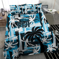 Fijian Rugby Bedding Set Grunge Palm Stylized