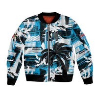 Custom Fijian Rugby Bomber Jacket Grunge Palm Stylized