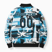 Custom Fijian Rugby Bomber Puffer Jacket Grunge Palm Stylized