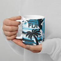 Custom Fijian Rugby Ceramic Mug Grunge Palm Stylized