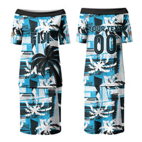 Custom Fijian Rugby Couples Matching Puletasi and Hawaiian Shirt Grunge Palm Stylized