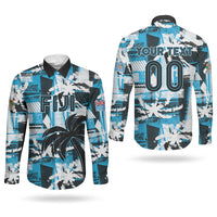 Custom Fijian Rugby Couples Matching Summer Maxi Dress and Long Sleeve Button Shirt Grunge Palm Stylized