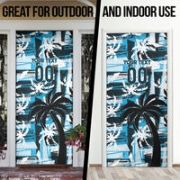 Custom Fijian Rugby Door Cover Grunge Palm Stylized