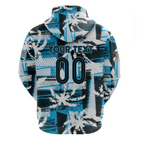 Custom Fijian Rugby Hoodie Grunge Palm Stylized