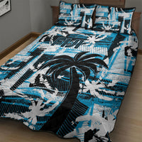 Fijian Rugby Quilt Bed Set Grunge Palm Stylized