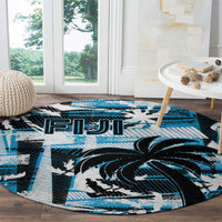 Fijian Rugby Round Carpet Grunge Palm Stylized